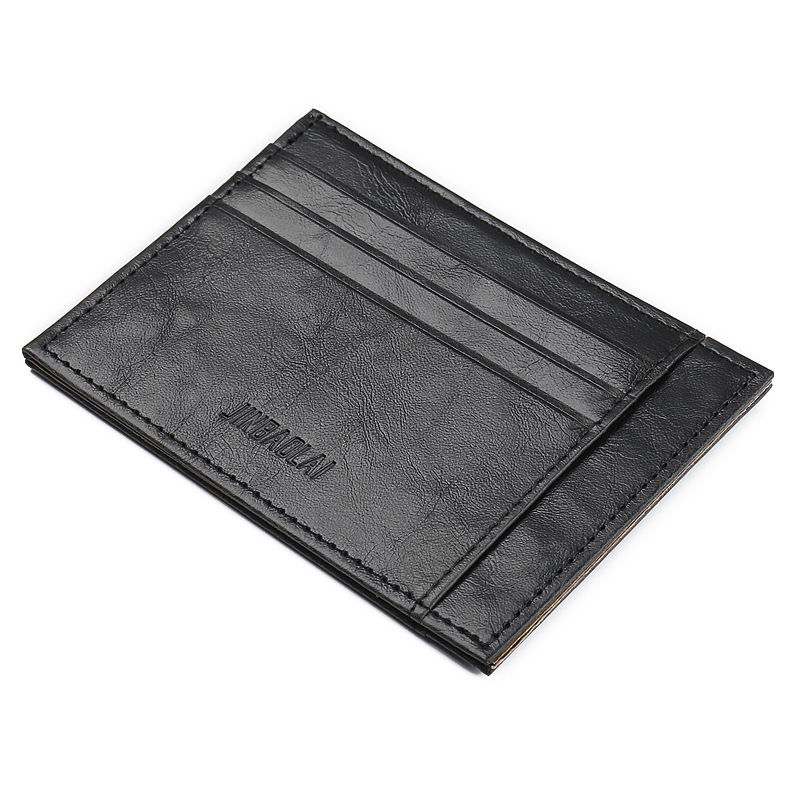 WALLET Minimalist synthetic leather wallet with 9 pockets - Black